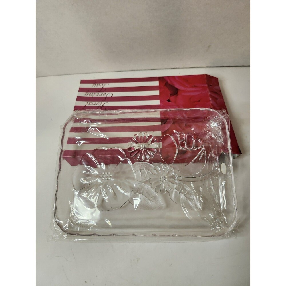 8" × 6" Plastic Floral Serving Tray/ Trinket Tray